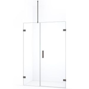 Diamond Douchedeur | 135 cm Zwart metaal Helder glas Draaideur