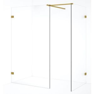 Diamond Inloopdouche | 120x100 cm Goud Helder glas 2 vaste wanden