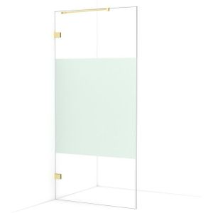 Diamond Inloopdouche | 100 cm Lichtgoud Helder met matte strook Vaste wand