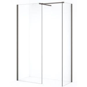 Diamond Inloopdouche | 80x60 cm Zwart metaal Helder glas 2 vaste wanden
