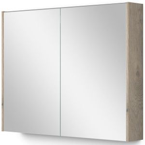 Spiegelkast Met Verlichting Modulo 90x70cm Lichtgrijs Eiken