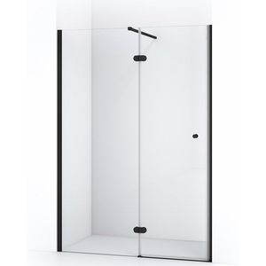 Amber Douchedeur | 150 cm Mat zwart Helder glas Draaideur