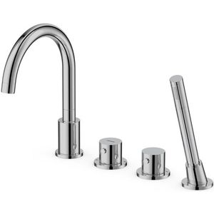 Radius Badkraan  | Chroom Thermostatisch met handdouche  | Badrandmontage