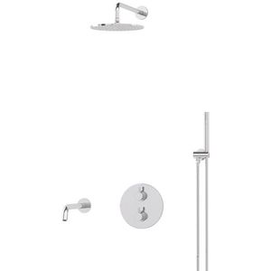 Radius Inbouw Badkraan met regendouche | Chroom Thermostatisch