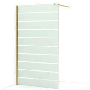 Diamond Inloopdouche | 120 cm Goud Helder met matte strepen Vaste wand