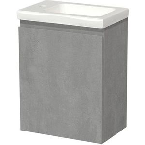 Modulo Pico Toiletmeubel met wastafel | 40 cm Lichtgrijs beton Greeploos front Keramiek
