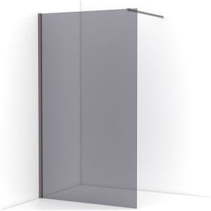 Diamond Inloopdouche | 120 cm Zwart metaal Rookglas Vaste wand