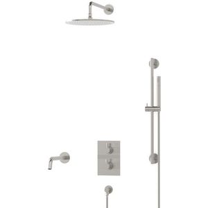 Radius Inbouw Badkraan met regendouche | Rvs Thermostatisch