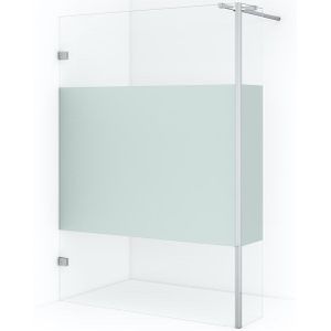 Diamond Inloopdouche | 140 cm Chroom Helder met matte strook Vaste wand met zijwand