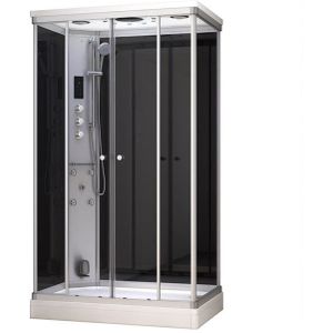 Modera 2 Persoons Stoomcabine | 140x90 cm Zwart glas Schuifdeur Rechthoek