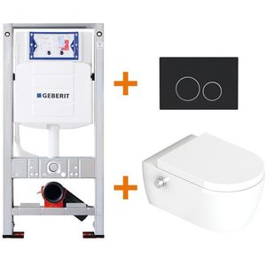 Toiletset Glans wit Bidet met Easy Clean + Geberit UP320 inbouwreservoir