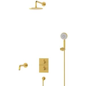 Radius Inbouw Badkraan met regendouche | Goud Thermostatisch