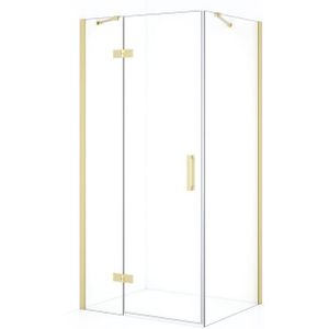 Diamond Douchecabine | 100x70 cm Lichtgoud Helder glas Draaideur Rechthoek