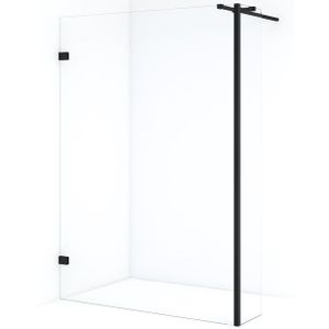 Diamond Inloopdouche | 140 cm Mat zwart Helder glas Vaste wand met zijwand