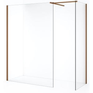 Diamond Inloopdouche | 130x70 cm Koper Helder glas 2 vaste wanden