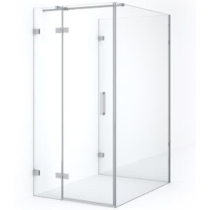 Diamond Douchecabine | 130x90 cm Chroom Helder glas Draaideur Halfvrijstaande rechthoek