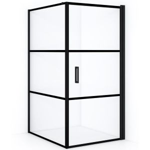 Diamond Douchecabine | 120x100 cm Mat zwart Helder met 4 zwarte strepen Draaideur Rechthoek