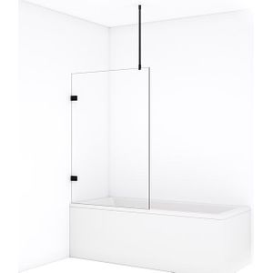 Diamond Badwand | 100 cm Mat zwart Helder glas