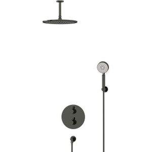 Radius Regendouche Inbouw | Zwart chroom 30 cm Regendouche Thermostatisch