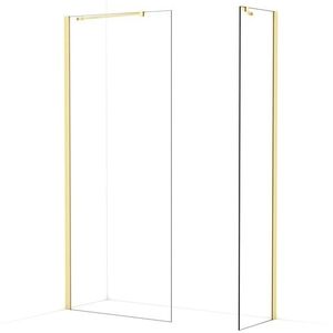 Diamond Inloopdouche | 90x50 cm Lichtgoud Helder glas 2 vaste wanden