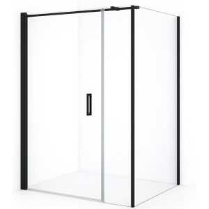Diamond Douchecabine | 140x110 cm Mat zwart Helder glas Draaideur Rechthoek