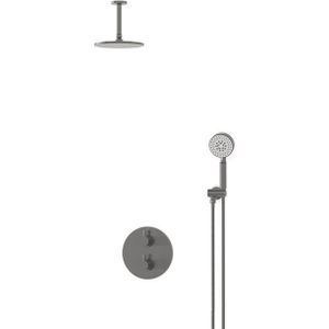 Radius Regendouche Inbouw | Zwart metaal 20 cm Regendouche Thermostatisch