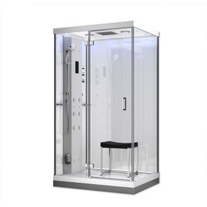 Lusso 1 Persoons Stoomcabine | 120x90 cm Wit glas Draaideur Rechthoek