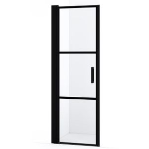 Diamond Douchedeur | 65 cm Mat zwart Helder met 4 zwarte strepen Draaideur