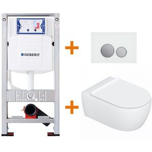 Toiletset Mat wit met Easy Clean + Geberit UP320 inbouwreservoir