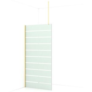 Diamond Inloopdouche | 100 cm Lichtgoud Helder met matte strepen Vaste wand