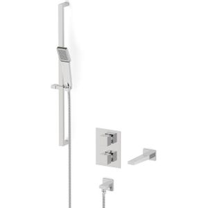 Cubic Inbouw badkranenset | Chroom Thermostaatkraan met handdouche 1 stand