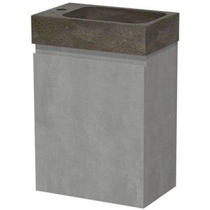 Modulo Pico Toiletmeubel met wastafel | 40 cm Lichtgrijs beton Greeploos front Natuursteen