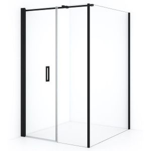 Diamond Douchecabine | 130x120 cm Mat zwart Helder glas Draaideur Rechthoek