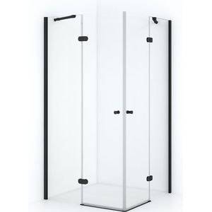 Amber Douchecabine | 90x90 cm Mat zwart Helder glas Draaideur Vierkant