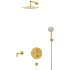 Radius Inbouw Badkraan met regendouche | Goud Thermostatisch