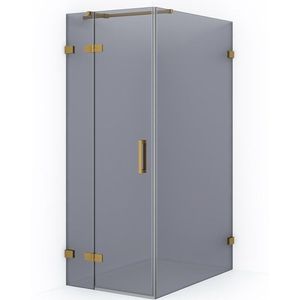 Diamond Douchecabine | 110x80 cm Goud Rookglas Draaideur Rechthoek