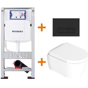 Toiletset Glans wit Verkort met Easy Clean + Geberit UP320 inbouwreservoir