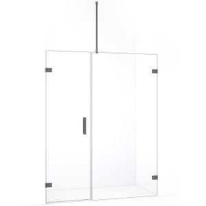 Diamond Douchedeur | 155 cm Zwart metaal Helder glas Draaideur