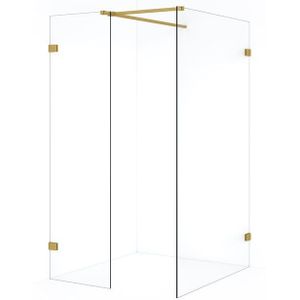 Diamond Inloopdouche | 120x60 cm Goud Helder glas 2 vaste wanden