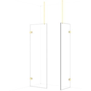 Diamond Inloopdouche | 70x60 cm Lichtgoud Helder glas 2 vaste wanden