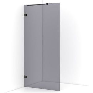 Diamond Inloopdouche | 90 cm Zwart chroom Rookglas Vaste wand