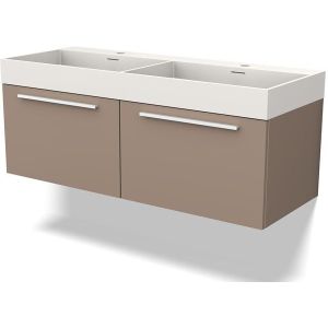 Modulo Badkamermeubel met wastafel | 120 cm Taupe Vlak front Solid surface 2 lades naast elkaar