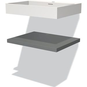 Modulo Badkamermeubel met wastafel | 60 cm Middengrijs front Solid surface Wastafel met blad