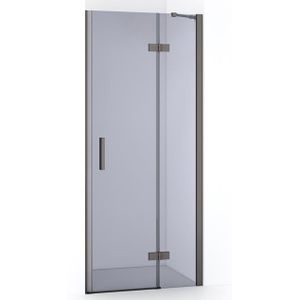 Diamond Douchedeur | 80 cm Zwart metaal Rookglas Draaideur