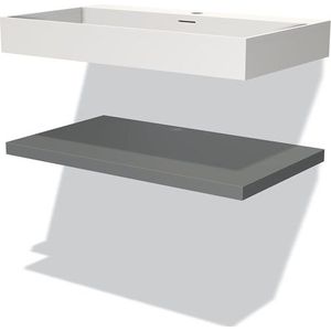 Modulo Badkamermeubel met wastafel | 80 cm Middengrijs front Solid surface Wastafel met blad