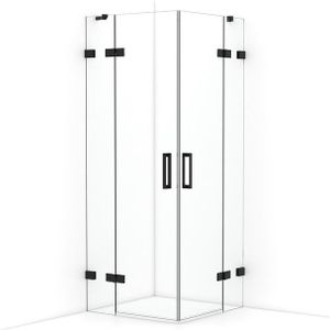 Diamond Douchecabine | 80x80 cm Mat zwart Helder glas Draaideur Vierkant
