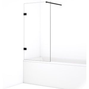 Diamond Badwand | 75 cm Mat zwart Helder glas