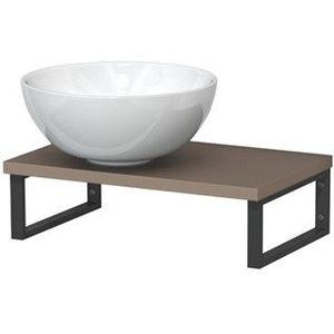 Modulo Pico Wastafelblad met waskom | 41 cm Taupe Hoogglans wit Keramiek