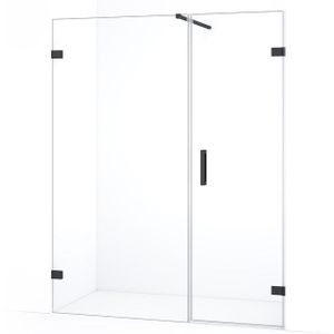 Diamond Douchedeur | 155 cm Zwart chroom Helder glas Draaideur
