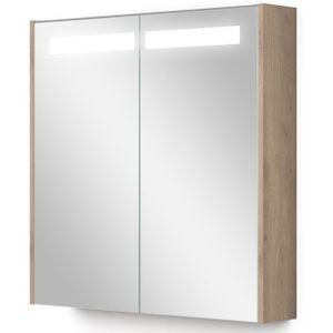 Spiegelkast Met Verlichting Modulo 70x70cm Lichtbruin Eiken